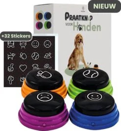 MoreCore® Praatknop Hond – Honden Speelgoed – Dogbuttons – Honden Training – 32 Unieke Stickers – Laat Uw Hond Spreken