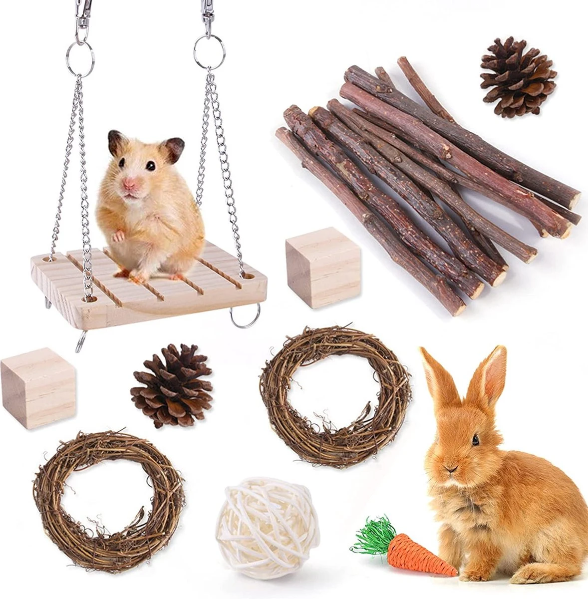 Hamster Speelgoed Pakket, Cavia Speelgoed Set, Speelplezier Voor Knaagdieren 3 Hamster Speelgoed Pakket, Cavia Speelgoed Set, Speelplezier Voor Knaagdieren