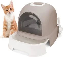 Nobleza 48WLZ – Kattenbak Met Lade – Kattentoilet Met Schepje – 52x42x38.5CM – Bruin