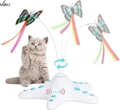 MIRO Zeester Katten & Kittens Speelgoed – Roterend – 2 Verschillende Vlinders – Met Slimme Sensor – Antislip Onderkant – Aan & Uit Knop