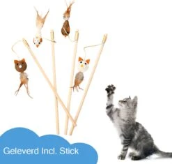 Katten Speeltjes Catnip Katten Speelgoed Kattenspeeltjes Katten Hengel Muis & Bal Met Catnip – Bruin & Wit
