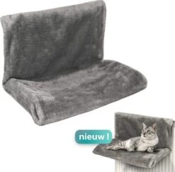 Kattenhangmat Momo – Radiator – Kattenmand – Grijs – Hangmat Kat – Radiatorhangmat – Radiatormand Kat