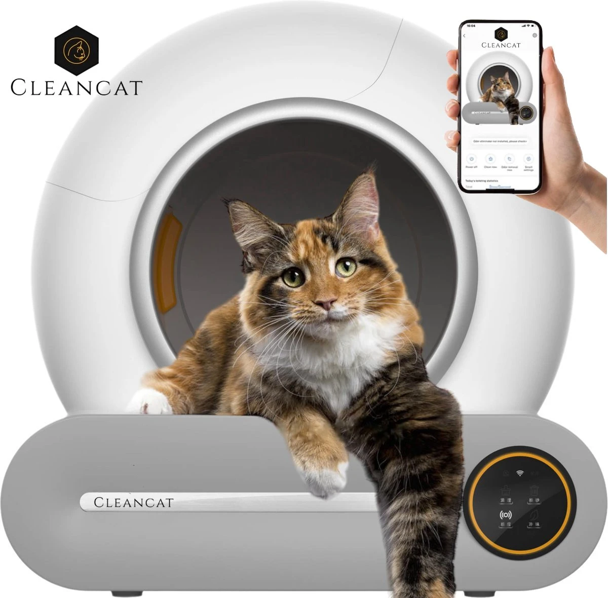 CleanCat© – Automatische Kattenbak – Zelfreinigende Kattenbak – Met App En Touchscreen – 65L 3 CleanCat© – Automatische Kattenbak – Zelfreinigende Kattenbak – Met App En Touchscreen – 65L