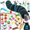 Kattenspeelgoedset Met Kattentunnel, 38 Stuks Kattenaccessoires, Veren Speelgoed Voor Katten, Pluche Speelgoed, Speelgoedmuizen, Kattenspeelgoed, Variety Pack Voor Kitty Katten -Huisdierbenodigdheden Winkel 1200x1186