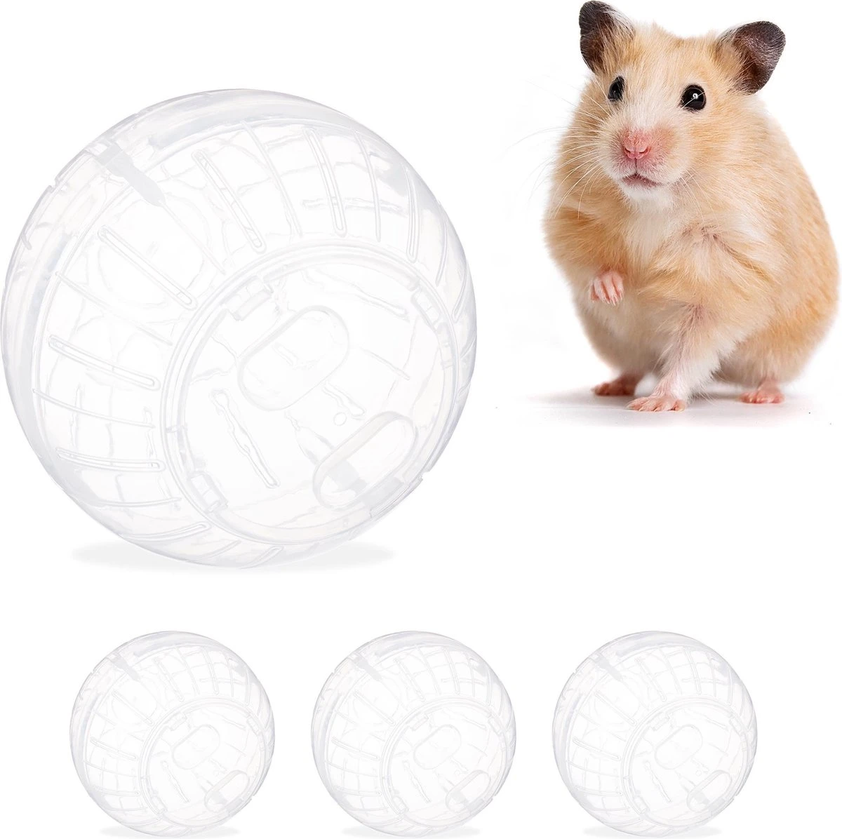 Relaxdays 4x Hamsterbal Doorzichtig – Knaagdierspeelgoed – Loopbal Kunststof – 14cm 3 Relaxdays 4x Hamsterbal Doorzichtig – Knaagdierspeelgoed – Loopbal Kunststof – 14cm