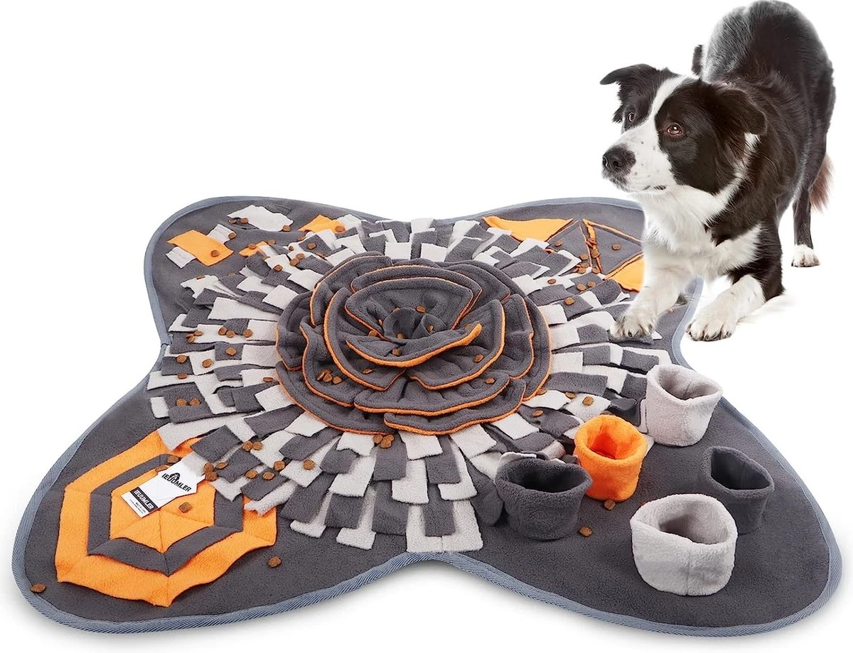 Snuffeltapijt Voor Honden, Ruiken, Trainen, Intelligent Speelgoed, Voermat, Trainingsmat Voor Huisdieren, Honden En Katten, IE081 (71 X 71 Cm, Oranje & Grijs) 3 Snuffeltapijt Voor Honden, Ruiken, Trainen, Intelligent Speelgoed, Voermat, Trainingsmat Voor Huisdieren, Honden En Katten, IE081 (71 X 71 Cm, Oranje & Grijs)
