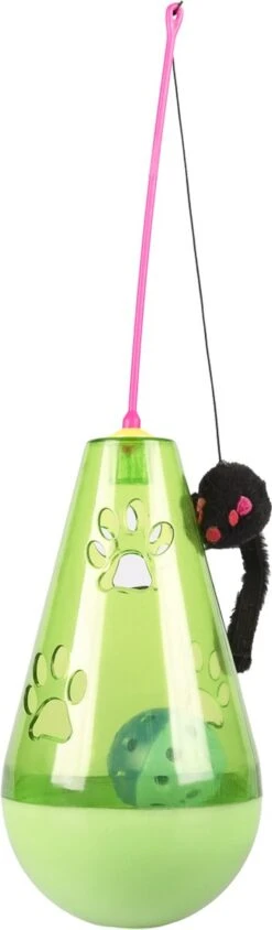 Relaxdays Kattenspeelgoed Interactief – Kattenspeeltje Hengel – Speelbal – Katten Speeltje Groen