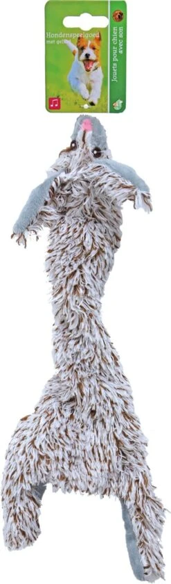 Boon Hondenspeelgoed Konijn Plat Met Piep Pluche Grijs, 35 Cm.