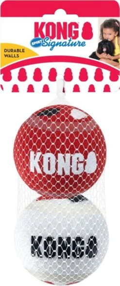 KONG Signature Speelballen M – Steviger Dan Tennisballen – Niet Schurend Materiaal – Speelbal Voor Honden – 3 Stuks