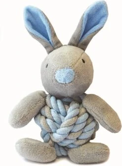 Little Rascals Knottie Bunny Touwbal Konijn Blauw 20x15x8 Cm