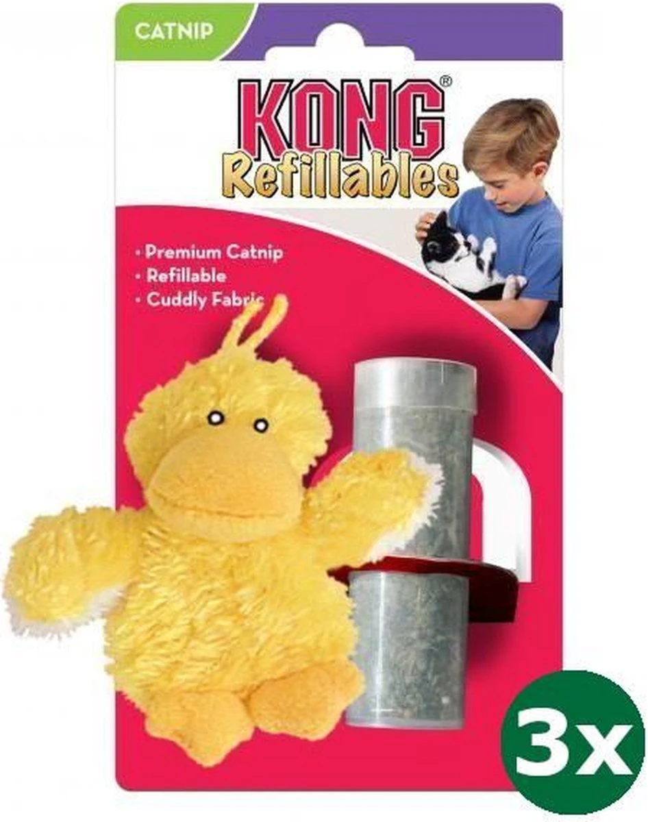 Kong Kat Pluche Eend Geel Catnip 3x 9x5x5,5 Cm 3 Kong Kat Pluche Eend Geel Catnip 3x 9x5x5,5 Cm